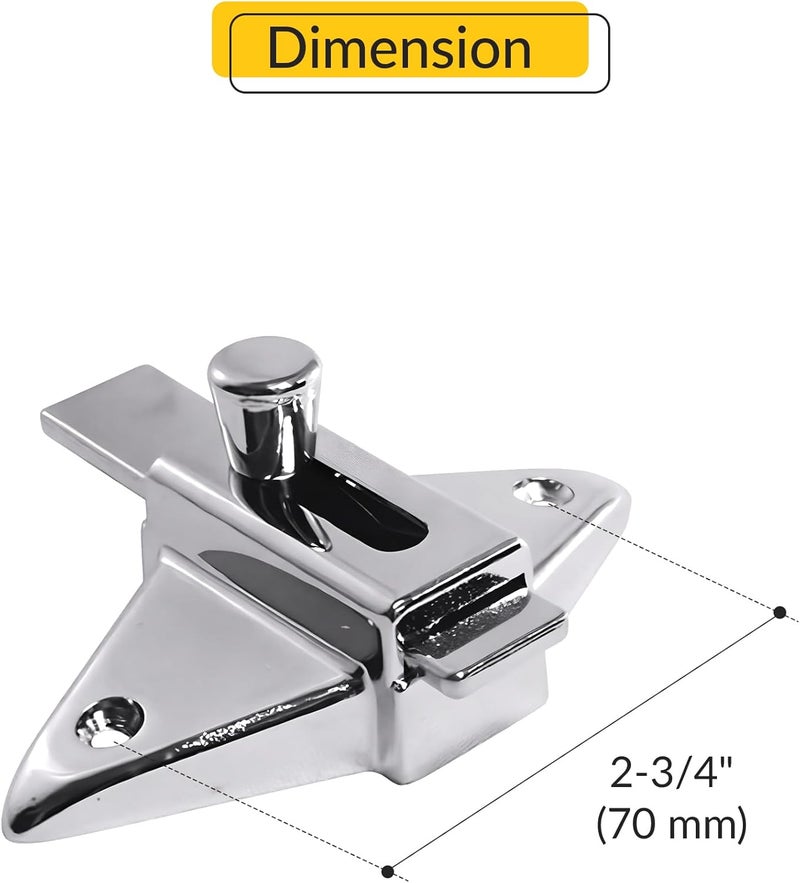 Brixwell 91-79a Slide Latch and Keeper Set With Chrome Plated Finish, Zinc Material, Surface-Mounted, 2-3/4" Latch Hole Centers, Fits 1-1/4" Square Edge Pilaster, Includes Fasteners - Image 2